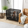Pawhut 37" Heavy Duty Dog Crate With Wheels For Small And Medium Dogs, Folding Dog Cage With Double |Pawhut Cage Pour Chien Robuste De 37" Avec Roulettes Pour Chiens De Taille Moyenne Et Grande, Cage P