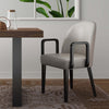Hillman Modern Wood Upholstered Armchair in Light Gray Dining Chair | Fauteuil moderne en bois Hillman avec accoudoirs, tissu gris clair