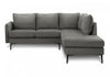 Upholstered Sofa Sectional, 86" Wide, Grey Fabric, Black Metal Legs Sectional | Sofa Sectionnel Rembourre, 85" De Large, Tissu Gris, Pieds En Metal Noir