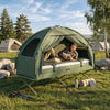 Outsunny 4-in-1 Camping Cot Tent, 1-Person Off-Ground Bed with Air Mattress, Sleeping Bag & Pillow