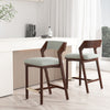 Patricia Modern Wood Upholstered Counter Stool in White Glacier - Set of 2 | Tabouret de comptoir moderne Patricia en bois et tissu, blanc glacier - Lot de 2