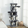 PawHut Cat Tree, 69" Cat Tower for Indoor Kittens, Multi-Level Tower with 2 Condos, Scratching Posts, 2 Hammocks, Perches, Pompoms for Multiple Kitties, Dark Grey