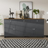 Grace 55.1" Rustic Wood Buffet Cabinet with Doors and Drawers,Grey Accent Cabinet | Grace Buffet en Bois Rustique de 55,1" avec Portes et Tiroirs, Gris