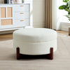 Sophia Round Storage Ottoman Coffee Table with Tufted Upholstery - White | Table Basse Ottoman Ronde Sophia avec Rembourrage Capitonne et Rangement - Blanc