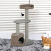 Pawhut Scratching Cat Tree Post Climbing Kitten Pets Kitty Furniture With Toy, Brown|Pawhut Arbre A Chat A Gratter Poteau D'escalade Chaton Animaux Kitty Meubles Avec Jouet Marron