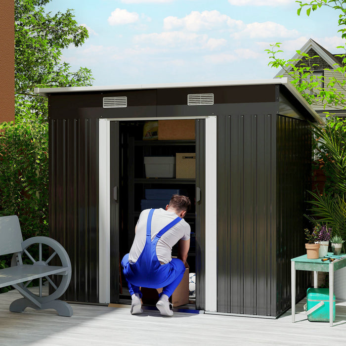 Outsunny Outdoor Storage Shed, Garden Shed With Lockable Doors, Black