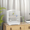 PawHut 23"H Bird Cage for Finches, Canaries Budgies, Parrot Cage with Accessories Handle, White