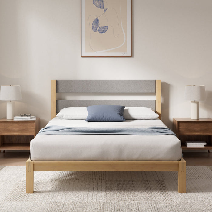 Kumiki Interlocking Bamboo Platform Bed with Headboard - Queen Size