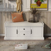 Boyce Solid Wood Storage Bench With 4-door Shoe Cabinet With Cushion - White | Banc De Rangement Boyce En Bois Massif Avec Meuble A Chaussures 4 Portes Et Coussin, Blanc