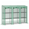 Outsunny Lean-to Mini Greenhouse W/ 3 Tier Shelves, 3 Roll-up Doors, Green|Outsunny Mini Serre Adossee Avec 3 Etageres, 3 Portes Enroulables, Vert