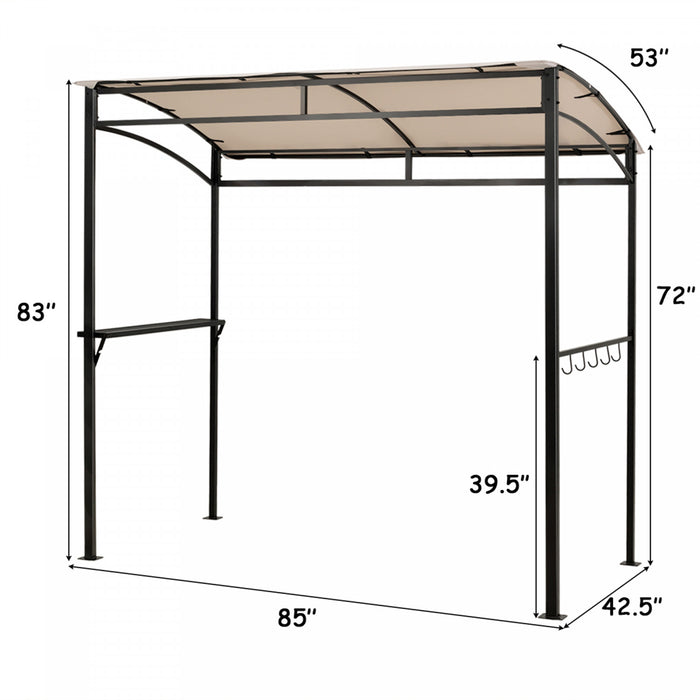 7'x4.5' Grill Gazebo Outdoor Patio Garden Bbq Canopy Shelter Storage Hook Beige