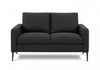 Upholstered Love Seat, 58" L, Black Fabric, Black Metal Legs, Modern Loveseat | Causeuse Rembourre, 58" L, Tissu Noir, Pieds En Metal Noir, Moderne