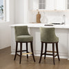 Lucia Modern Chenille Wood Upholstered Barstool in Leaf Green - Set of 2 | Tabouret de bar moderne Lucia en bois et tissu chenille vert feuille - Lot de 2