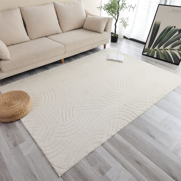 Velvet Crescent Cream Washable Shag Area Rug 5'x7' Indoor Area Rug