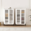 Abbey Modern 32" Tempered Glass Bookcase Cabinet in White (4-Shelf) - Set of 2 | Armoire bibliotheque moderne Abbey 32" en verre trempe blanc (4 etageres) - Lot de 2