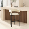 Onda Contemporary Vegan Leather Metal Upholstered Barstool in Ivory | Tabouret de bar contemporain Onda en cuir vegetalien et metal, rembourre, coloris ivoire