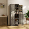 HOMCOM Farmhouse Kitchen Pantry Cabinet, Kitchen Storage Cabinet, Grey