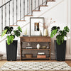 Costway 23" Tall Planters Set Of 2 Rattan Wicker Plant Pot Self-watering Tree Pot Black