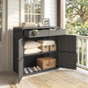 Outsunny Wicker Outdoor Storage Cabinet with 2 Drawers, Shelves, Dark Grey