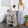 Qaba Toddler Kitchen Helper 2 Step Stool With Adjustable Height Platform And Safety Rail, Grey|Qaba Tabouret De Cuisine Pour Tout-petits Avec Trois Hauteurs Reglables, Gris
