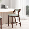 Patricia Modern Wood Upholstered Counter Stool in White Glacier Bar Stool | Tabouret de comptoir moderne Patricia en bois avec revetement en tissu, coloris Glacier blanc
