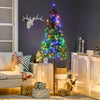 Homcom 6' Slim Pencil Artificial Snow Christmas Tree With Led Lights|Homcom Sapin De Noel Artificiel 6' Enneige Avec Lumieres Led