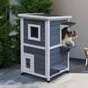 Pawhut 2 Story Outdoor Cat House, Outdoor Cat Enclosure Wooden Cat Shelter With Windows, Platforms, |Pawhut Histoire Maison Pour Chats Exterieure, Enceinte Pour Chats Exterieure Abri Pour Chats En Bois