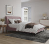 Heather Mid-Century Modern Velvet Upholstered Full Bed in Blush and Black | Lit double Heather style milieu du siecle moderne, rembourre en velours, coloris rose poudre et noir