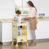 Qaba Kids Kitchen Helper Foldable Step Stool Toddler Kitchen Stool With Blackboard Lockable Handrail|Qaba Marchepied Pliable Pour Tout-petit Tabouret De Cuisine Avec Tableau Noir Main Courante Verrouil