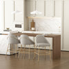 Gracie Modern Metal Upholstered Counter Stool in Stone Gray and Gold - Set of 3 | Tabouret de comptoir moderne en metal Gracie avec revetement en tissu, gris pierre et or - Lot de 3