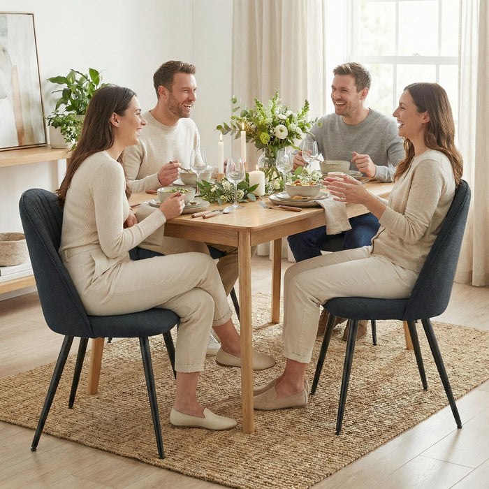 HOMCOM Set of 4 Modern Dining Chairs for Living Room, Dark Grey