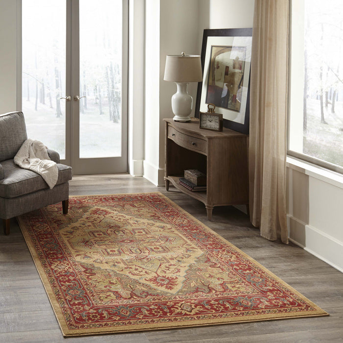 Lux Traditional 5'3\" x 7'6\" Area Rug in Ivory Indoor Area Rug