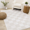 Leonardo White Grey Checkered Area Rug - 5'3" x 7'7"|Carpette Leonardo blanche et grise à motif de carreaux - 5 pi 3 po x 7 pi 7 po