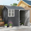Outsunny 7' X 5.5' Metal Garden Storage Shed With Lockable Door Dark Grey|Outsunny Abri De Jardin En Metal 7' X 5,5', Porte Verrouillable. Gris Fonce