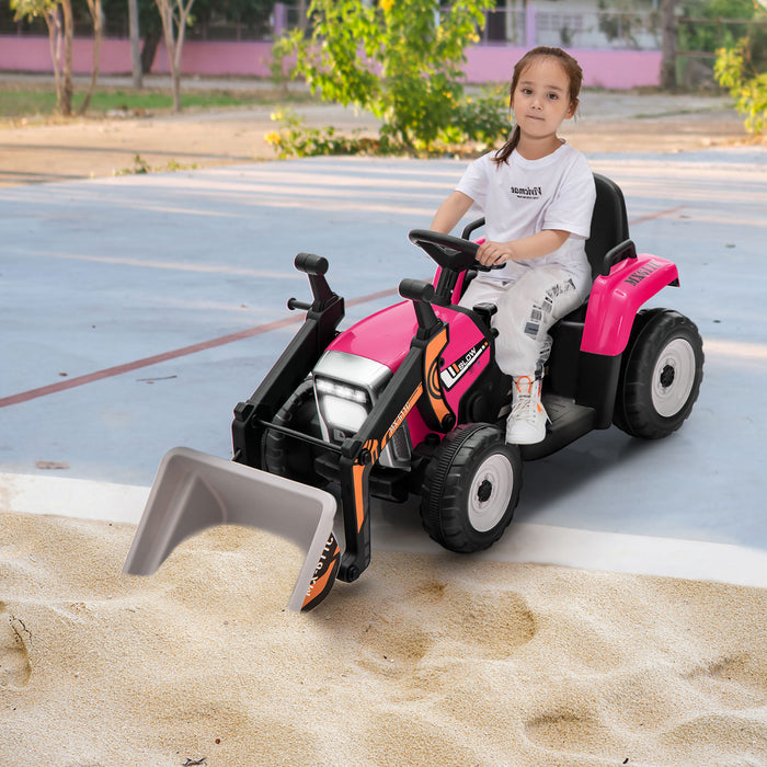 Costway Kids Ride On Excavator Digger 12v Electric Tractor Rc W/ Digging Bucket Pink