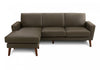 Upholstered Chaise Sofa Lounger, 86" Wide, Dark Brown Leather-Look, Walnut Solid Wood Legs Sofa | Sofa Chaise Longue Rembourre, 85"L, Aspect Cuir Marron Fonce, Pieds En Bois Massif