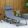 Outsunny Outdoor Lounge Chair, Folding Chaise Lounge, Grey
