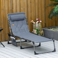 Outsunny Outdoor Lounge Chair, Folding Chaise Lounge, Grey