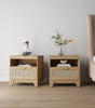 Sheridan Mid-Century Modern 22" Nightstand in Natural (1-Drawer) - Set of 2 | Table de nuit Sheridan style milieu du siecle 56 cm en bois naturel (1 tiroir) – Lot de 2