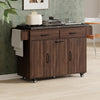 Nathan Kitchen Island With Tilt-out Trash Cabinet And Storage - Walnut Brown | Ilot De Cuisine Nathan Avec Poubelle Basculante Et Rangement - Brun Noyer