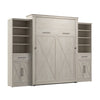 Bestar Key West Queen Murphy Bed & Closet Organizers with Doors & Drawers (119 W) - Linen White Oak|Grand lit escamotable Key West de Bestar de 119 po (L) avec organisateurs de garde-robe, portes et tiroirs - blanc chêne lin