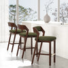 Patricia Modern Wood Upholstered Barstool in Turtle Green - Set of 3 | Tabouret de bar moderne en bois Patricia avec revetement en tissu vert tortue - Lot de 3