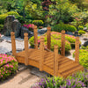Outsunny 4ft Wooden Garden Bridge Arc Footbridge With Hemp Rope Railings & Solid Fir Construction, O|Outsunny 4 Ft Pont De Jardin En Bois De Sapin Avec Balustrades Cordes De Chanvre Orange