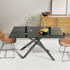 Ethan 51.18" Rectangular Tempered Glass Dining Table with Stylish Metal Legs,Black Coffee Table | Table a manger rectangulaire en verre trempe de 51,18" Ethan avec pieds metalliques elegants, noire