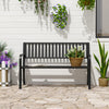 Outsunny 50" Steel Garden Bench Outdoor Seat Furniture, Black