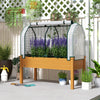 Outsunny Raised Garden Bed with PE Greenhouse Cover, Sand