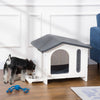 Pawhut Plastic Dog House With Air Vents, Small Dog House With Door Opening, Elevated Floor, Bowl Hol|Pawhut Niche En Plastique Avec Aerations, Petite Niche Avec Ouverture De Porte, Sol Sureleve, Suppor