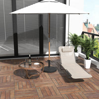 Outsunny Outdoor Lounge Chair, Folding Adjustable Reclining Chair, Beige