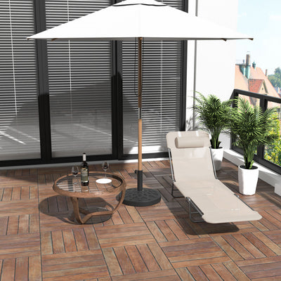 Outsunny Outdoor Lounge Chair, Folding Adjustable Reclining Chair, Beige
