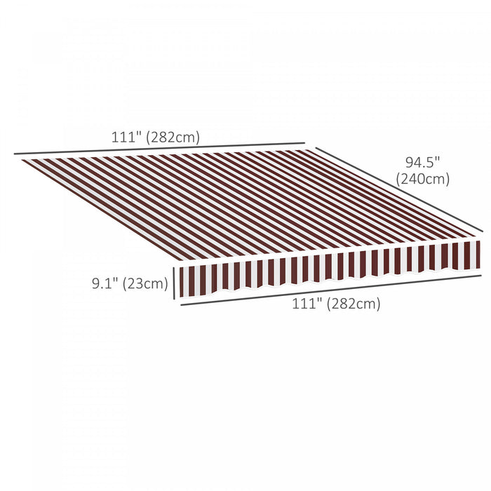 Outsunny 9' X 8' Retractable Awning Fabric Replacement Outdoor Sunshade Canopy Awning Cover, Uv Protection, Red And White